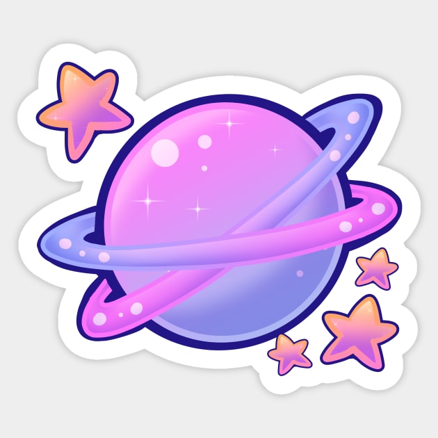 Pink and Purple Planets and Stars Sticker by Eren